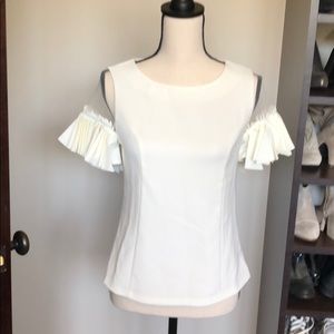 illusion ruffle sleeve white top
